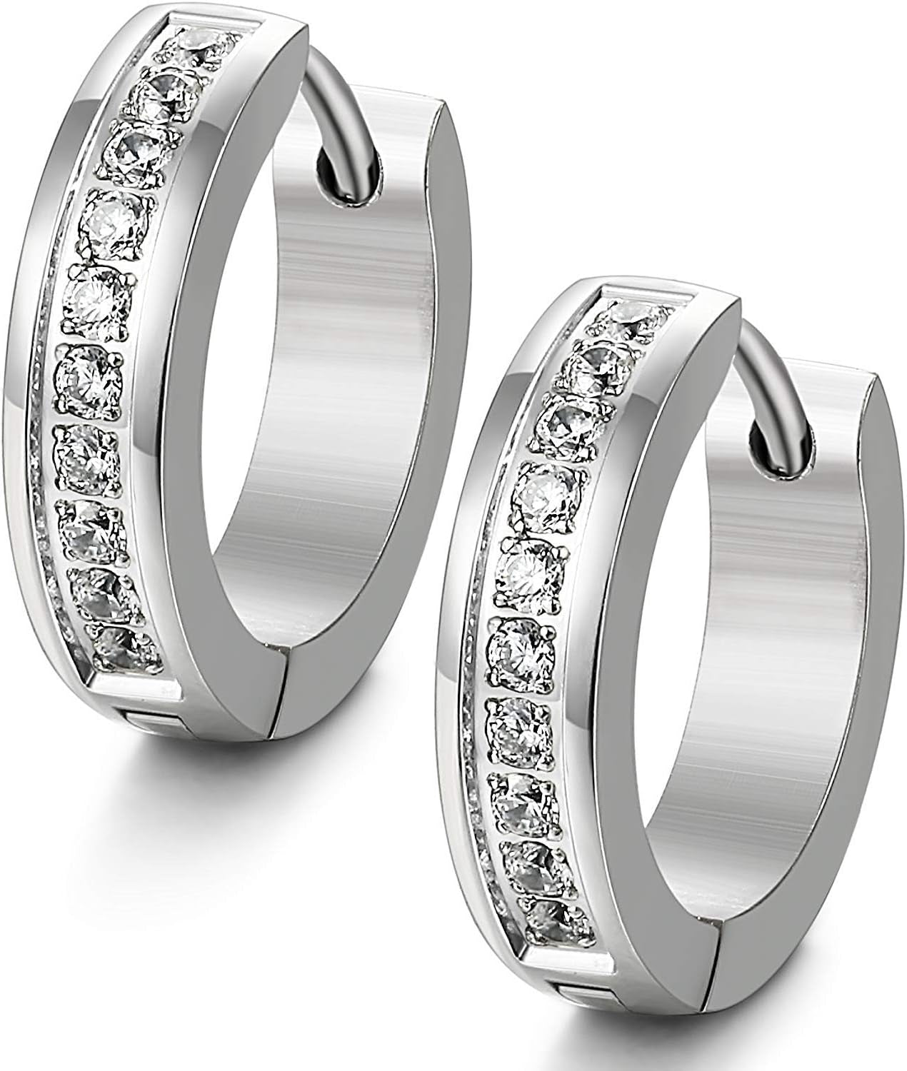 Brincos Eternity Silver - Aço Inoxidável & Zircónias AAA+