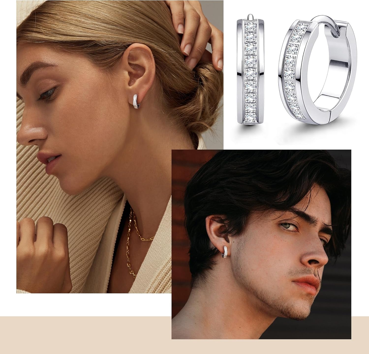 Brincos Eternity Silver - Aço Inoxidável & Zircónias AAA+