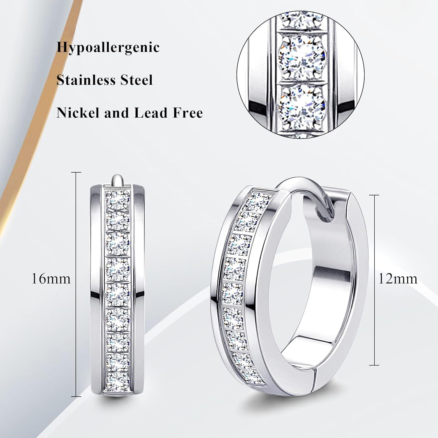 Brincos Eternity Silver - Aço Inoxidável & Zircónias AAA+